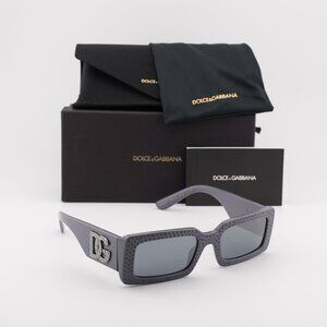 Dolce & Gabbana DG4447B 30906G Rectangle Sunglasses - Grey with Studs/Grey